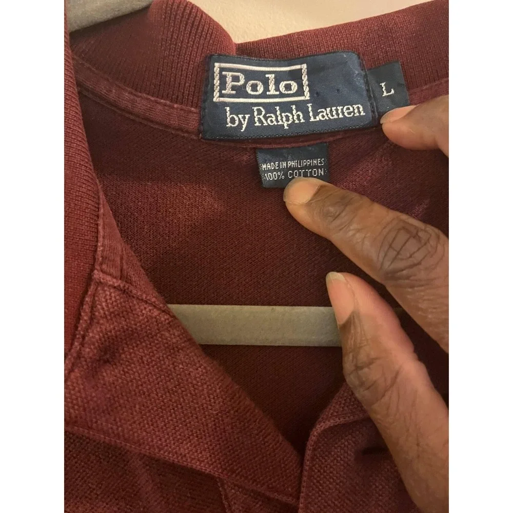 Polo By Ralph Lauren Polo Shirt Men L‎ Brown Spread Collar Pony Logo Embroidered